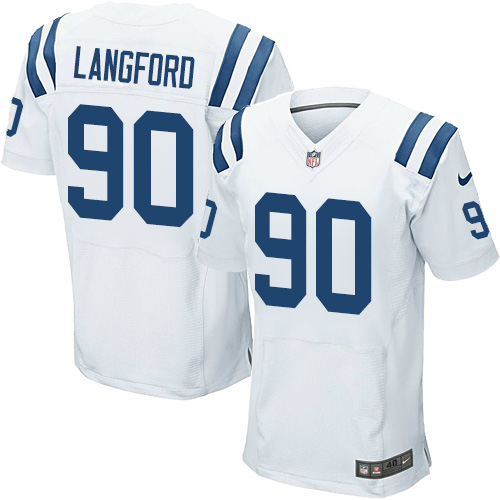 #90 Nike Elite Kendall Langford Men's Jersey - NFL Indianapolis Colts Road White