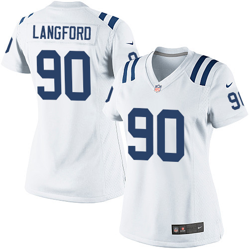 #90 Nike Elite Kendall Langford Women's Jersey - NFL Indianapolis Colts Road White