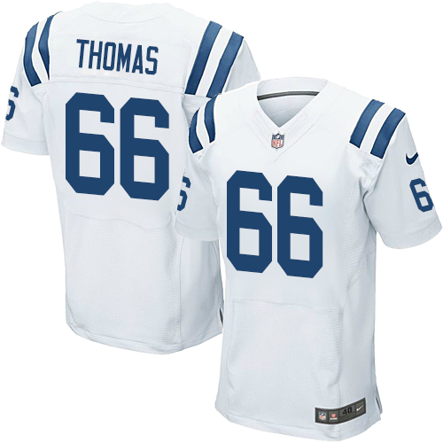 #66 Nike Elite Donald Thomas Men's Jersey - NFL Indianapolis Colts Road White