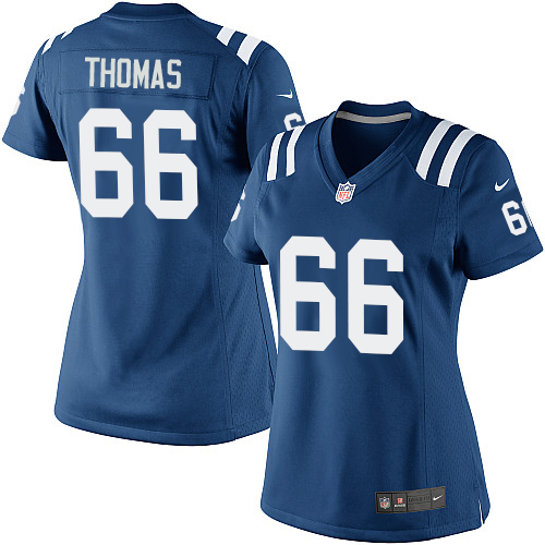 #66 Nike Elite Donald Thomas Women's Jersey - NFL Indianapolis Colts Home Royal Blue