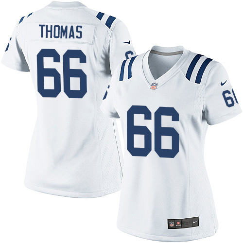 #66 Nike Elite Donald Thomas Women's Jersey - NFL Indianapolis Colts Road White